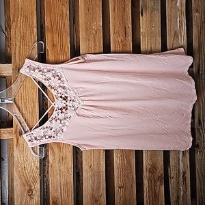 Peachy Pink Top With Lace Detail